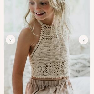 Handmade Crochet Halter Top for Kids - Cream